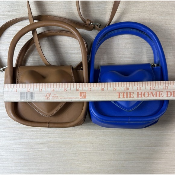 Heart‎ Satchel Crossbody & Purse Satchel Handbag Brown & Blue - Picture 2 of 4